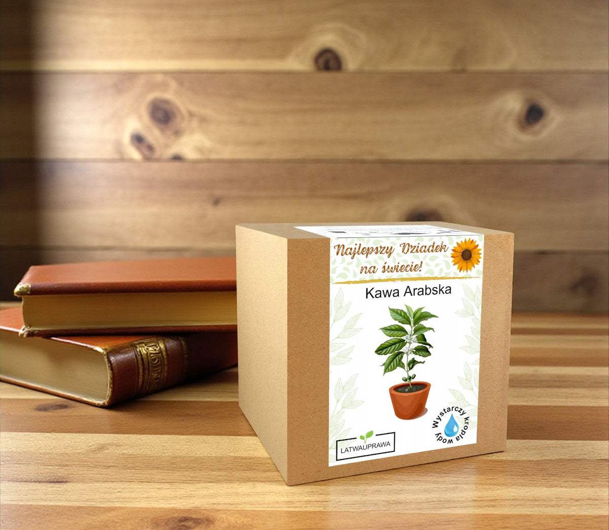 Zestaw do uprawy kawy arabskiej w pudełku prezentowym dla dziadka, elegancki prezent dla miłośnika książek i aromatycznej kawy