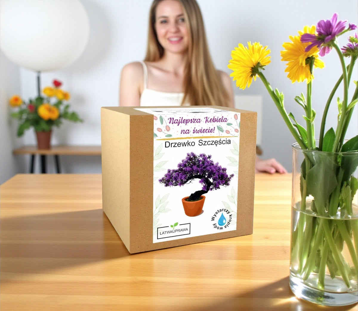 Zestaw Drzewko Szczęścia – prezent dla kobiety, roślina do samodzielnej uprawy.